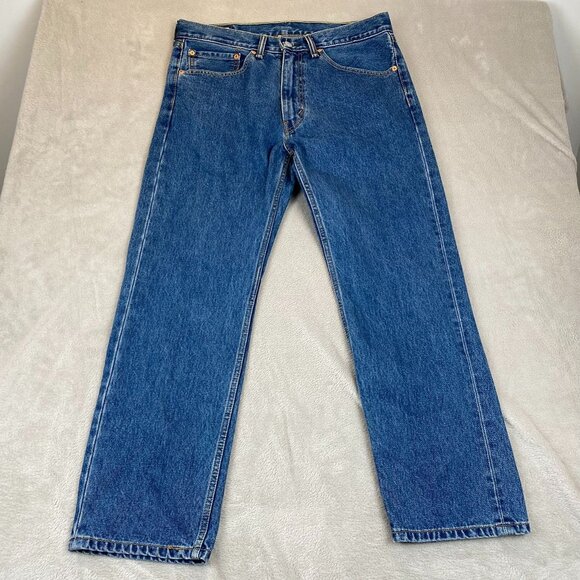 Levis Men's Jeans 34x29 505 Original Fit Blue Denim Cotton Riveted - Picture 8 of 9